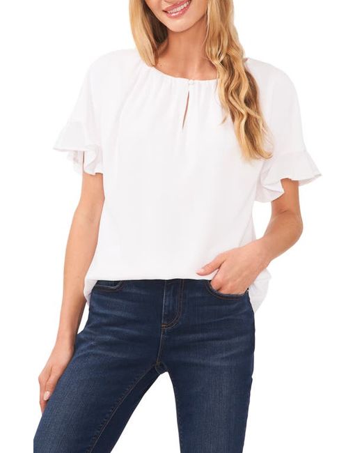 Cece Ruffle Sleeve Crepe Blouse in at