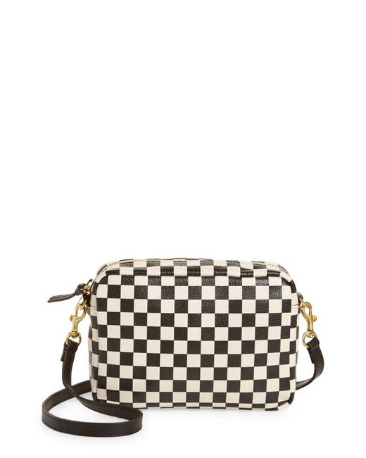 Clare V . Midi Sac Checkerboard Leather Crossbody Bag in Cream Chantal W/Black at