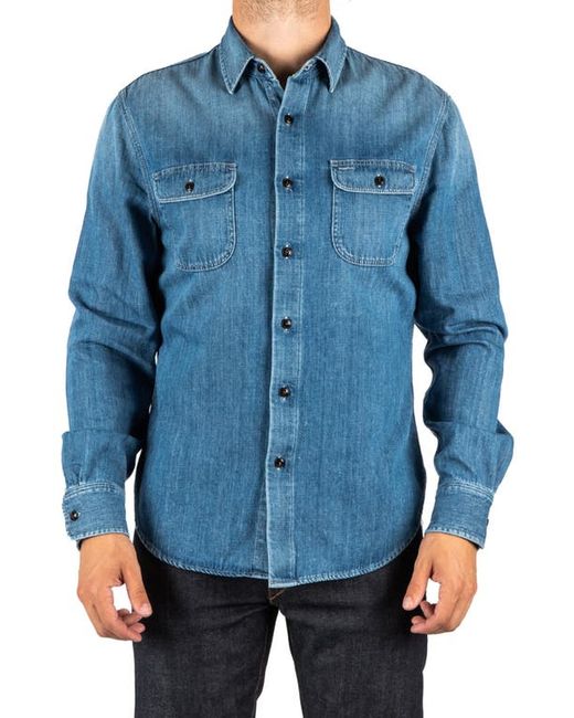 Kato The Brace Loose Weave Denim Button-Up Shirt in at