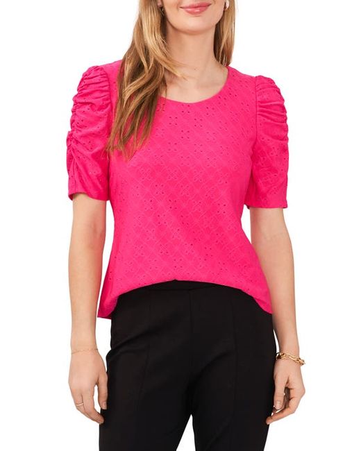Chaus Eyelet Ruched Sleeve Knit Top in at