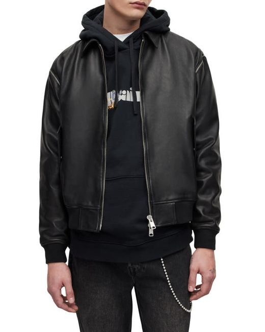 AllSaints Wabi Oversize Leather Bomber Jacket in at