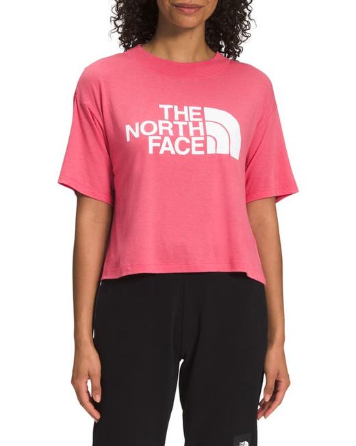 The North Face Half Dome Crop Graphic Tee in Cosmo Tnf White at