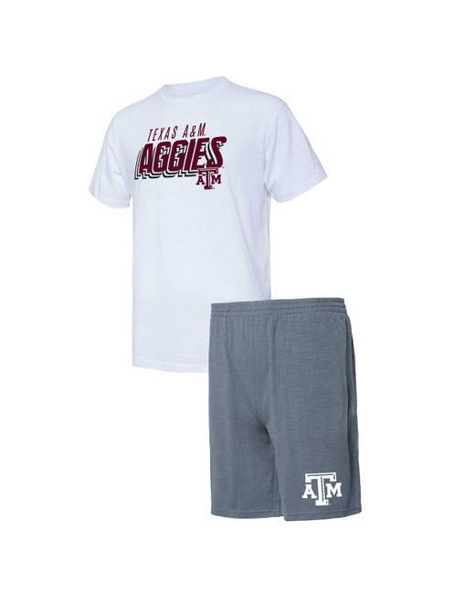 Concepts Sport White Texas A M Aggies Downfield T-Shirt Shorts Set at