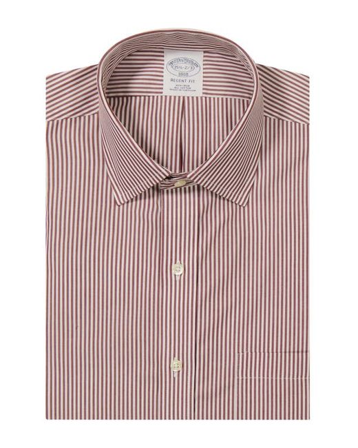 Brooks Brothers Candy Stripe Non-Iron Regent Fit Dress Shirt in Burgundy at 15.5 32