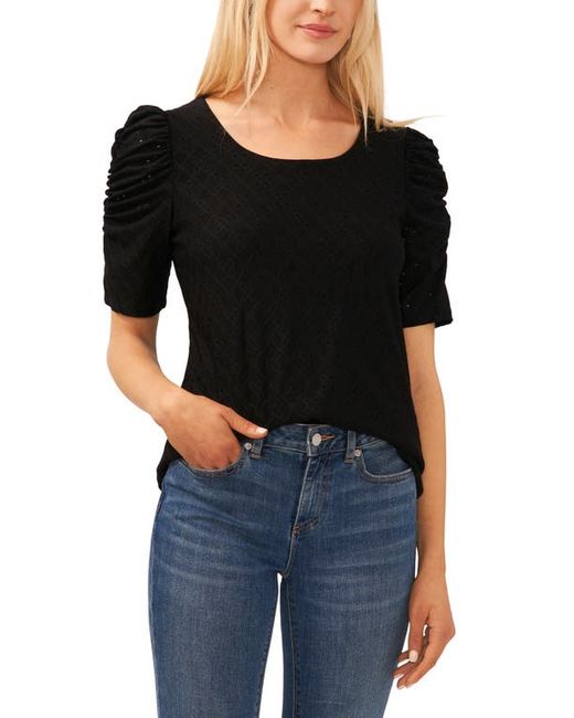 Cece Eyelet Puff Sleeve Top in at