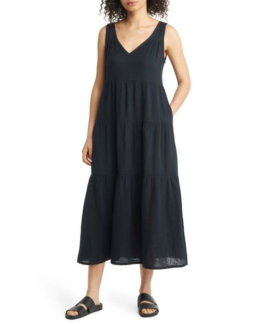 Marine Layer Corinne Tiered Cotton Gauze Maxi Dress in at