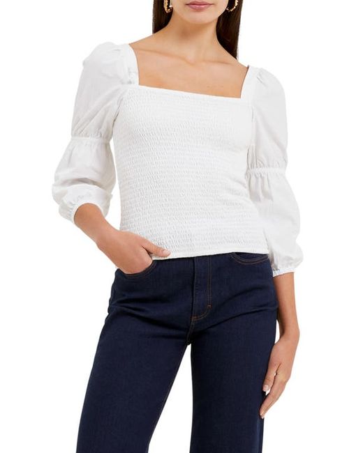 French Connection Rosanna Smocked Puff Sleeve Top in at