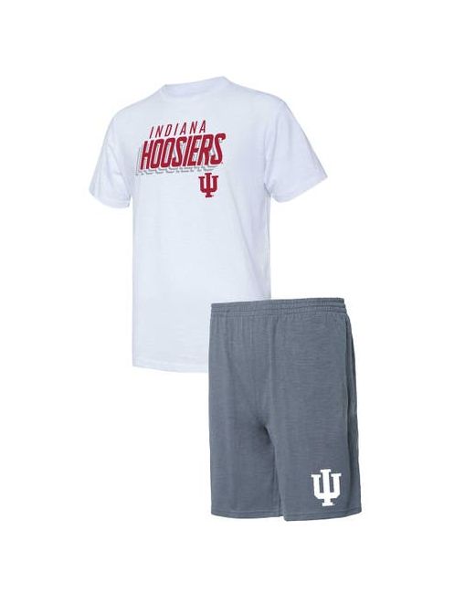 Concepts Sport White Indiana Hoosiers Downfield T-Shirt Shorts Set at