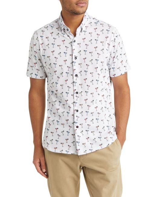 Stone Rose DRY TOUCH Performance Margarita Print Short Sleeve Button-Up Shirt in at