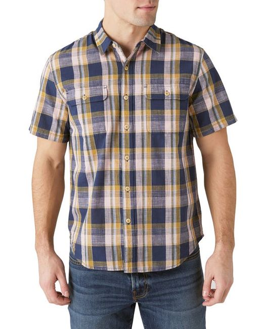 Lucky Brand Plaid Short Sleeve Cotton Button-Up Workwear Shirt in at