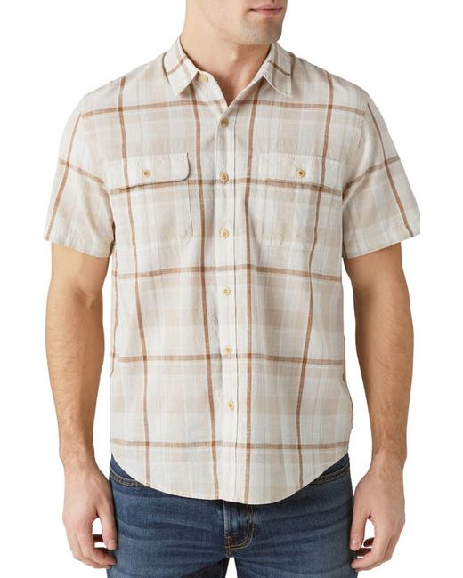 Lucky Brand Plaid Short Sleeve Cotton Button-Up Workwear Shirt in at