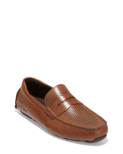 Cole Haan Grand Laser Penny Loafer Driving Shoe in British Tan/Java at