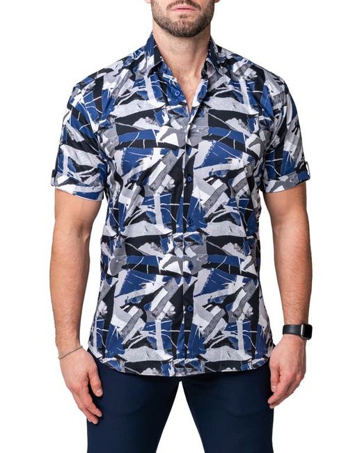 Maceoo Galileo Retroactive Regular Fit Short Sleeve Button-Up Shirt in at