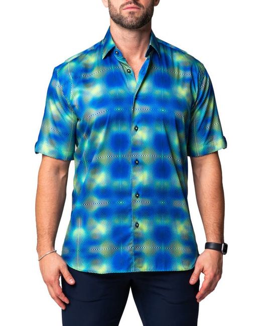 Maceoo Galileo Fuzzy Regular Fit Short Sleeve Button-Up Shirt in at