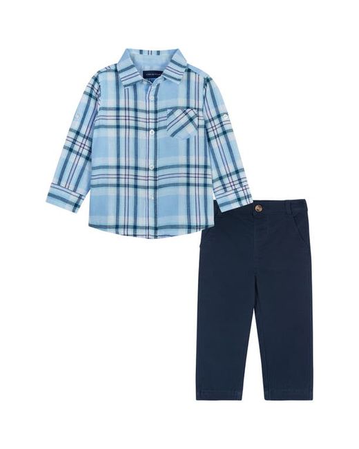 Andy & Evan Plaid Cotton Button-Up Shirt Pants Set in at