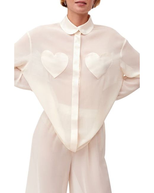 Sleeper Montmartre Oversize Sheer Button-Up Pajama Shirt in at