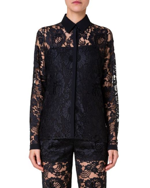 Akris Sheer Floral Lace Blouse in at