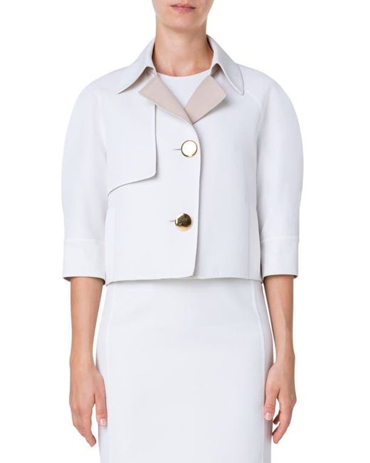 Akris Two-Tone Trench Style Crop Jacket in at