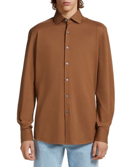 Z Zegna Cotton Jersey Button-Up Shirt in at