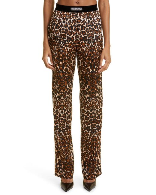 Tom Ford Leopard Print Stretch Silk Pajama Pants in at