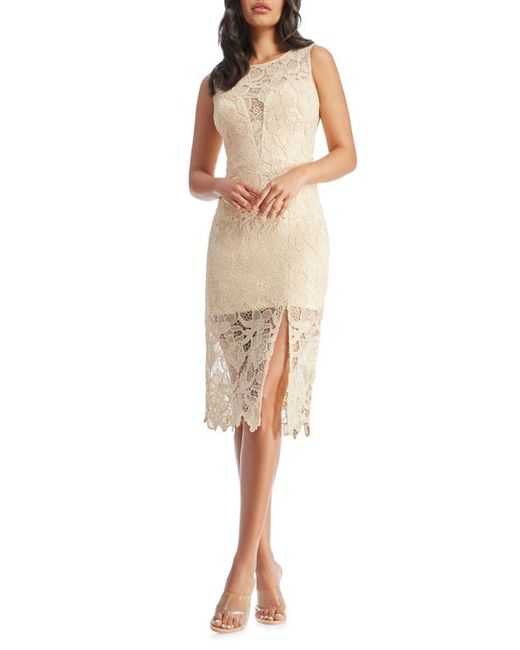 Dress the population Avianna Sleeveless Guipure Lace Midi Dress in at