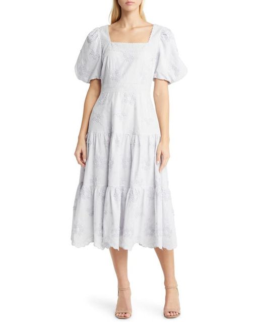 Rachel Parcell Embroidered Tiered Midi Dress in at