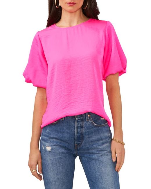 Vince Camuto Puff Sleeve Hammered Satin Blouse in at