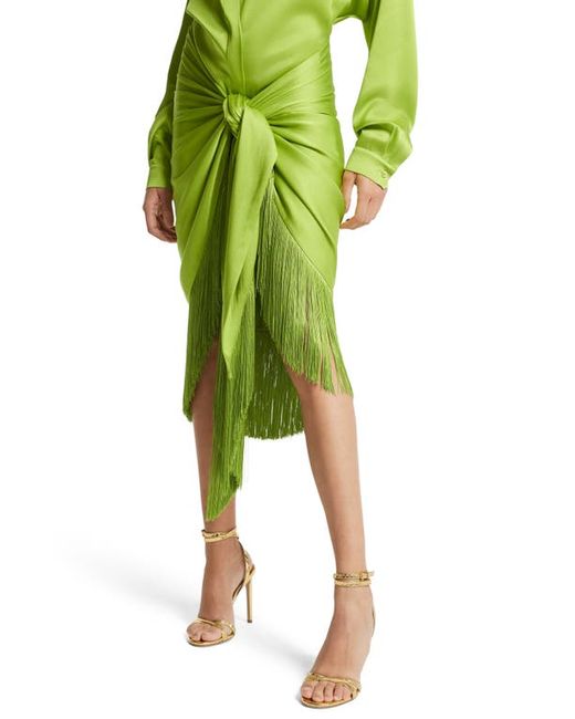 Michael Kors Collection Fringe Charmeuse Sarong Wrap Skirt in at