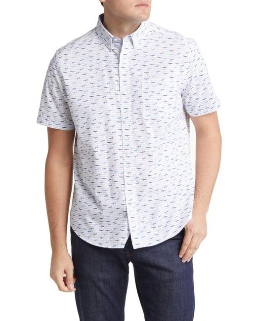 Johnston & Murphy Airplane Print Short Sleeve Button-Down Shirt in at