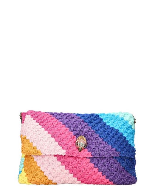 Kurt Geiger London XXL Kensington Crochet Shoulder Bag in Blue/Pink Multi at