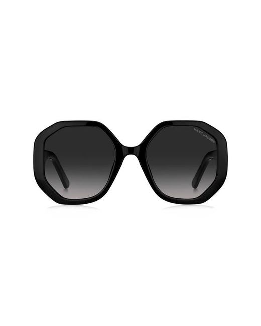 Marc Jacobs 53mm Gradient Round Sunglasses in Black/Grey Shaded at