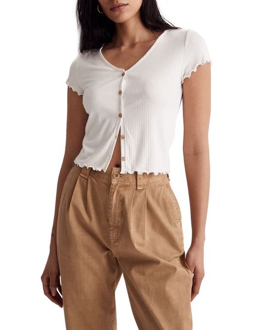 Madewell Rib Button Front V-Neck T-Shirt in at