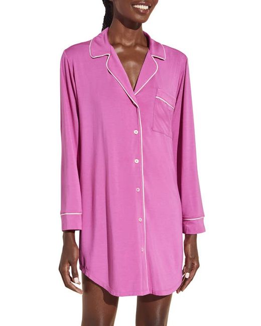 Eberjey Gisele Jersey Knit Sleep Shirt in Italian Rose/Ivory at