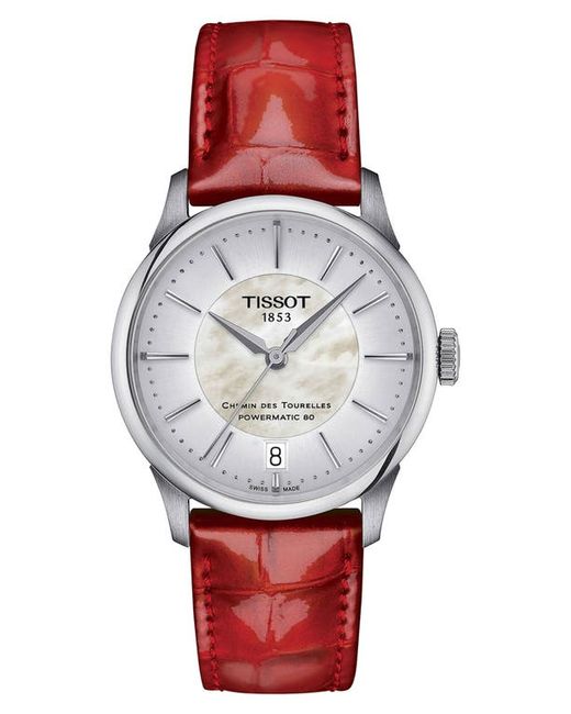 Tissot Chemin des Tourelles Powermatic 80 Leather Strap Watch 34mm in at