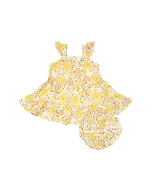 Angel Dear Golden Surf Floral Organic Cotton Muslin Dress Bloomers Set in at