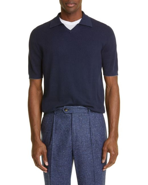 Brunello Cucinelli Short Sleeve Cotton Polo Sweater in at