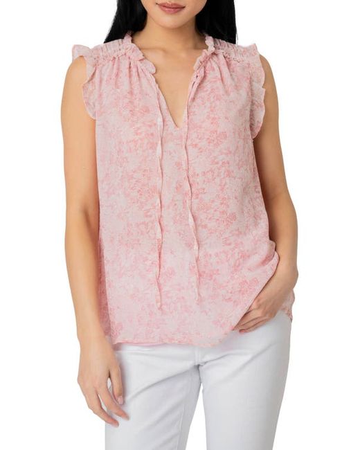 Gibsonlook Ruffle Tie Neck Sleeveless Blouse in Off White/Blush at