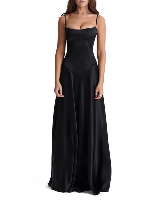 House Of Cb Lace-Up Satin Maxi Slipdress in at