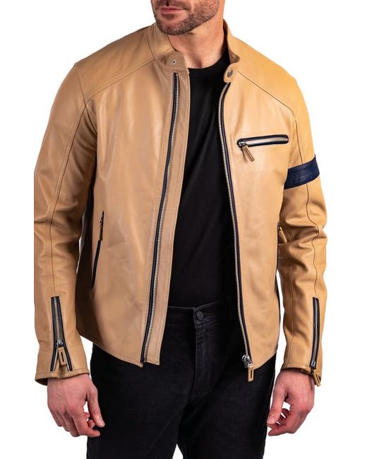 Robert Comstock Racer Lambskin Leather Jacket in at