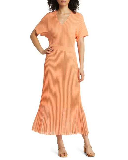 Misook Rib Knit A-Line Dress in Citrus Blossom at