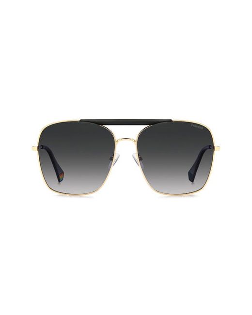 Polaroid 59mm Flat Front Polarized Square Sunglasses in Matte Black-Gold Polar at