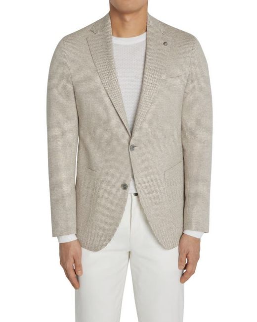 Jack Victor Hampton Mini Houndstooth Knit Linen Cotton Sport Coat in at