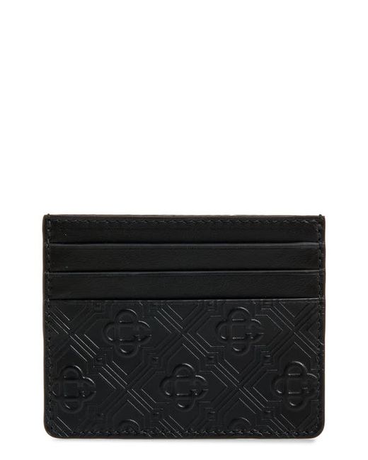 Casablanca Logo Embossed Leather Credit Card Case in at