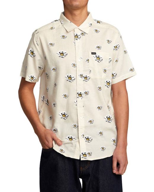 Rvca Pushing Up Short Sleeve Button-Up Shirt in at