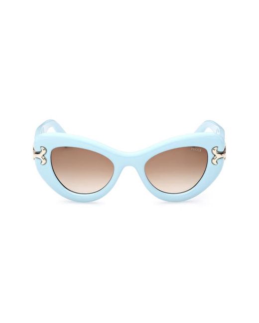 Emilio Pucci 50mm Gradient Small Cat Eye Sunglasses in Shiny Light Grad Brown at
