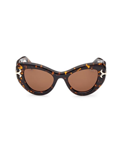 Emilio Pucci 50mm Small Cat Eye Sunglasses in Dark Havana at