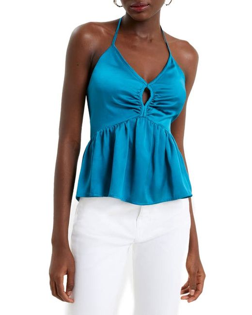French Connection Inu Satin Cutout Halter Top in at
