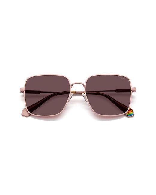 Polaroid 56mm Polarized Square Sunglasses in Matte Violet Polar at