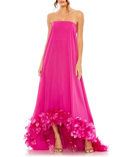 Mac Duggal Strapless Feather Hem High Low Gown in at