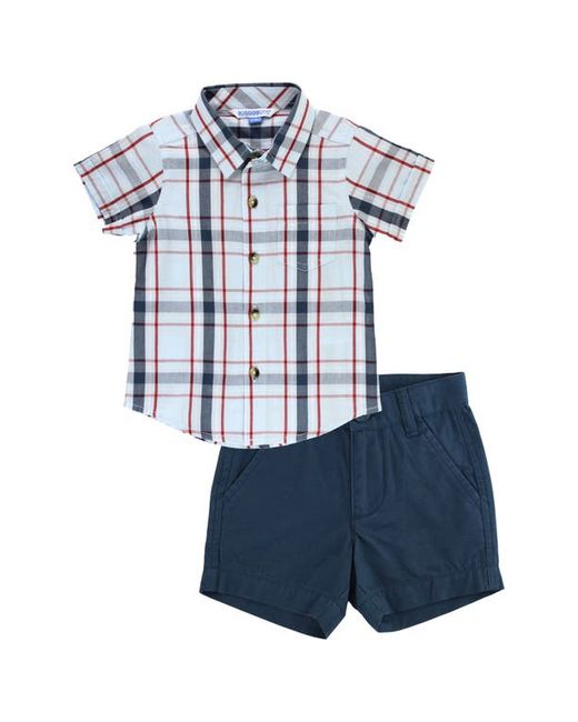 RuggedButts Liberty Plaid Cotton Button-Up Shirt Shorts Set in Blue at